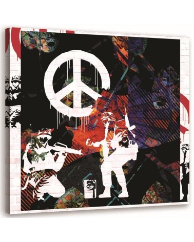 Obraz nowoczesny do pokoju - Banksy Żołnierze i znak pokoju