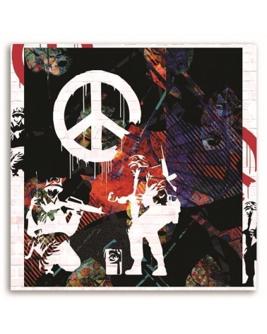 Bild - Banksy Soldaten und gemaltes Friedenszeichen | Feeby