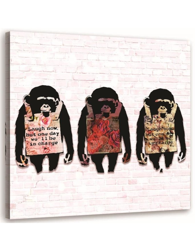 Dekoratives Leinwandbild - Banksy 3 Affen | Feeby