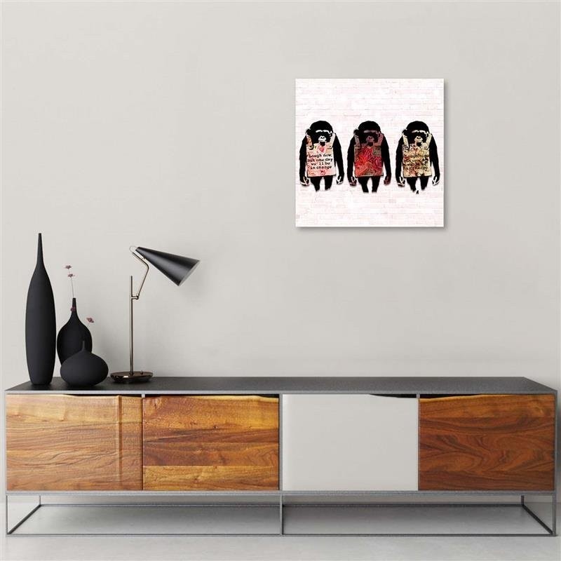 Dekoratives Leinwandbild - Banksy 3 Affen | Feeby