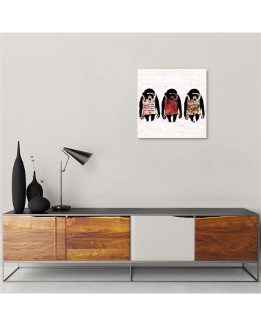Dekoratives Leinwandbild - Banksy 3 Affen | Feeby