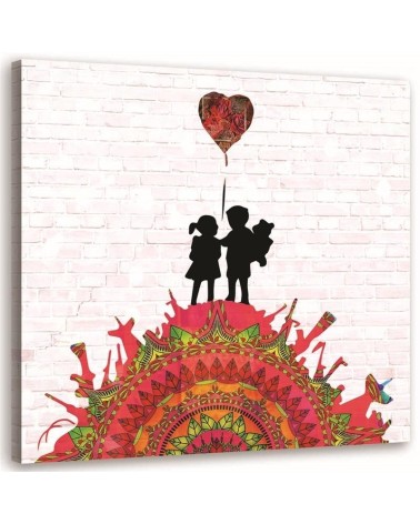 Graffiti painting for wall - Banksy mural of children on a hill | FEEBY