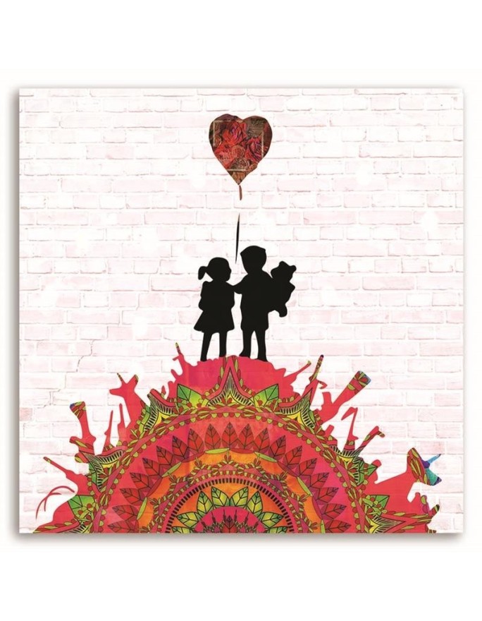 Obraz graffiti na ścianę - Mural Banksy dzieci na wzgórzu