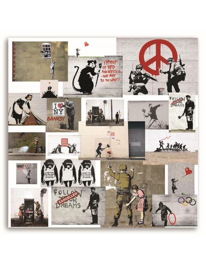 Banksy obrazy na płótnie - Mural Kolaż Street Art