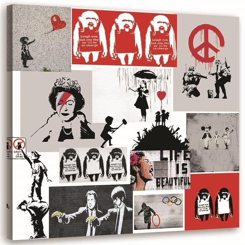Obraz do pokoju dziecka - Mural Banksy artystyczny kolaż