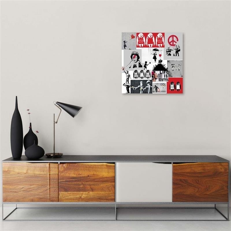 Leinwandbild - Banksy Wandbild künstlerische Collage | Feeby
