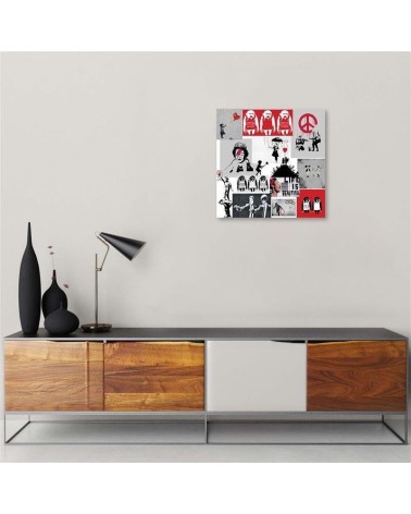 Leinwandbild - Banksy Wandbild künstlerische Collage | Feeby