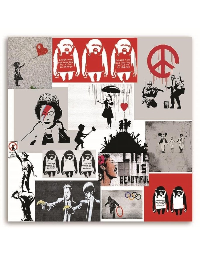 Obraz do pokoju dziecka - Mural Banksy artystyczny kolaż