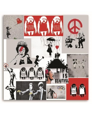 Leinwandbild - Banksy Wandbild künstlerische Collage | Feeby