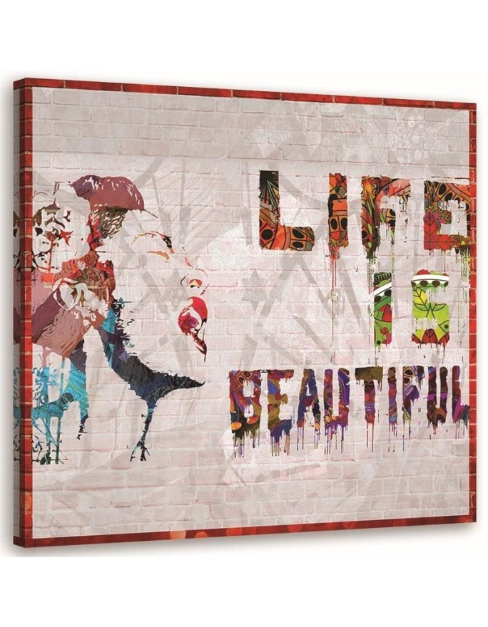 Obraz dekoracyjny na ścianę - Mural Banksy Życie jest piękne