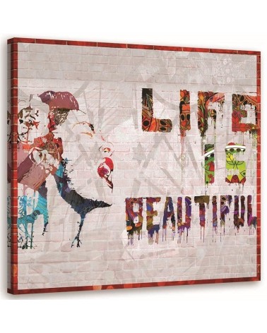 Bild auf Leinwand - Banksy-Wandbild - Das Leben ist schön | Feeby