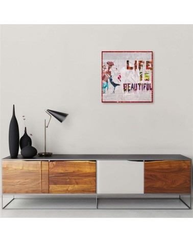 Bild auf Leinwand - Banksy-Wandbild - Das Leben ist schön | Feeby