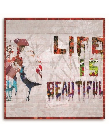 Bild auf Leinwand - Banksy-Wandbild - Das Leben ist schön | Feeby