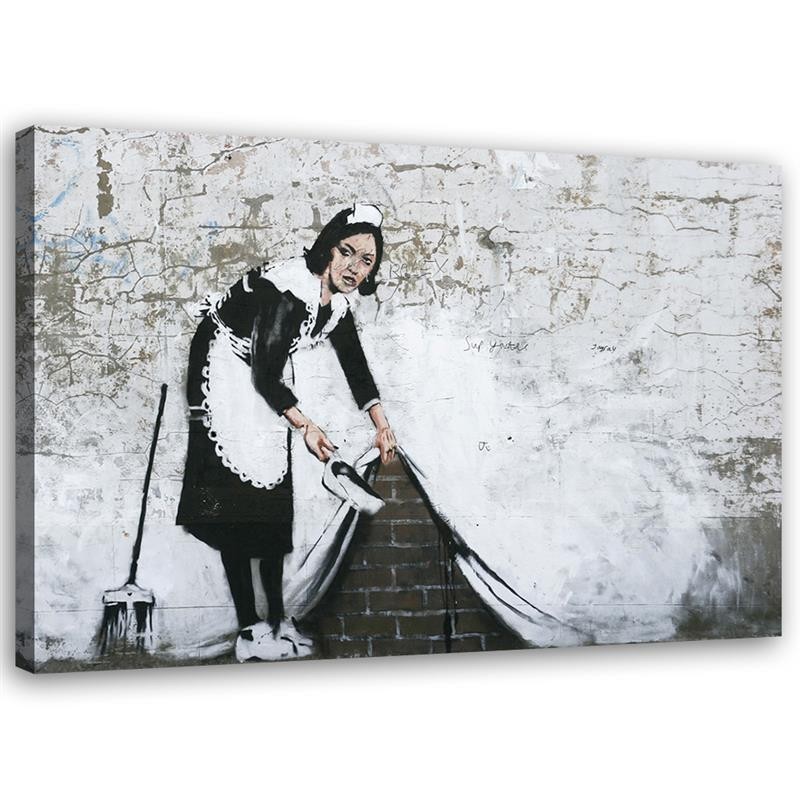 Bild auf Leinwand - Banksy maid - Wandmalerei Straßenkunst | Feeby