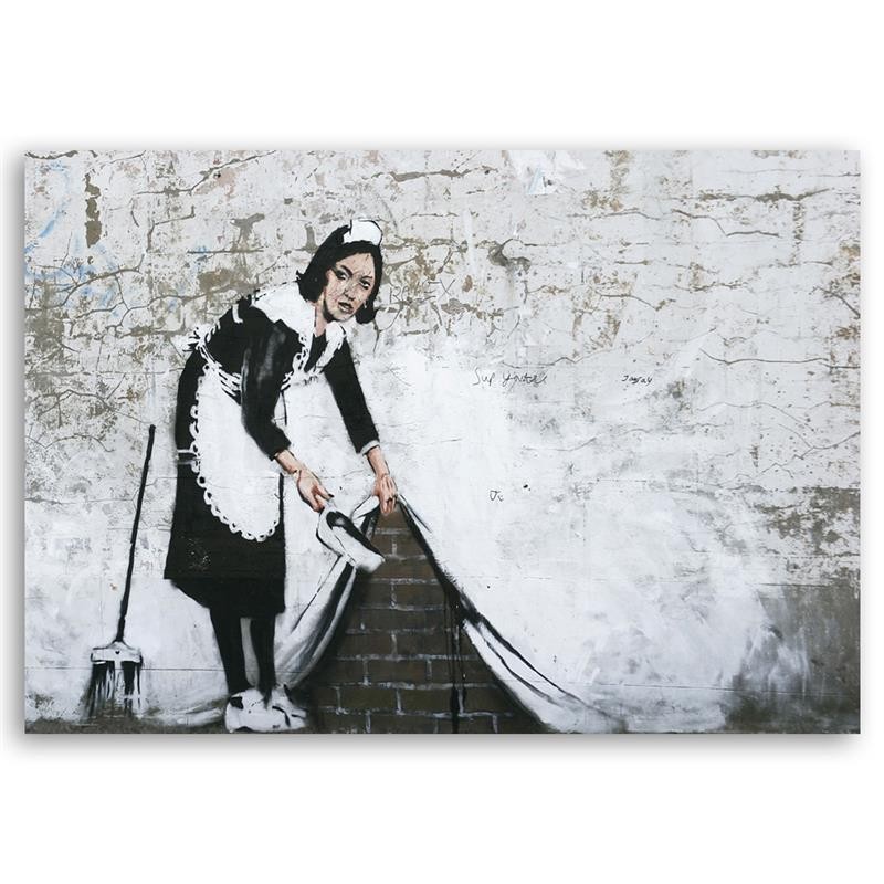 Bild auf Leinwand - Banksy maid - Wandmalerei Straßenkunst | Feeby
