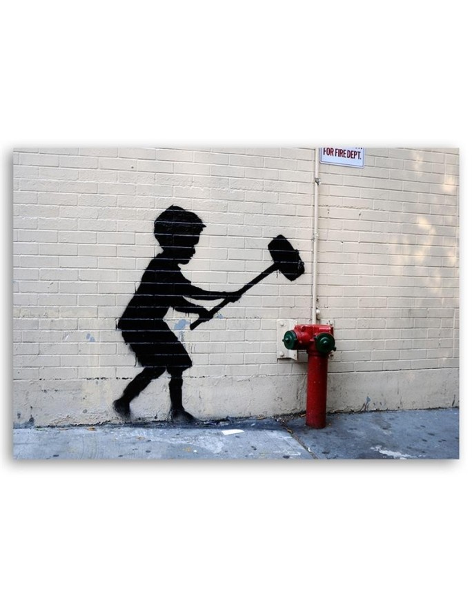 Banksy obrazy do pokoju nowoczesnego - Chłopiec z młotem mural
