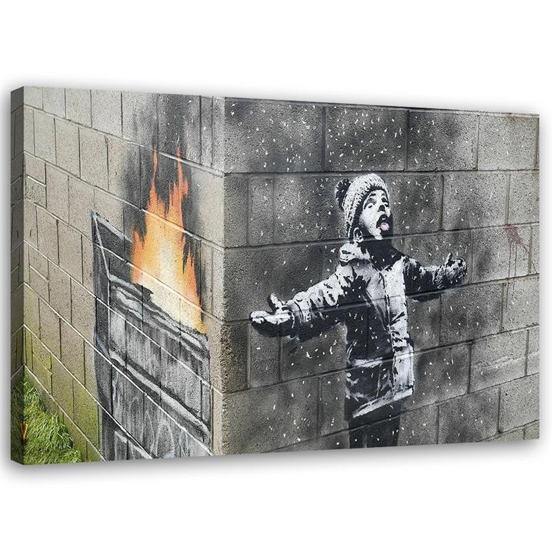 Leinwandbild - Port Talbot Junge Banksy-Wandbild | Feeby