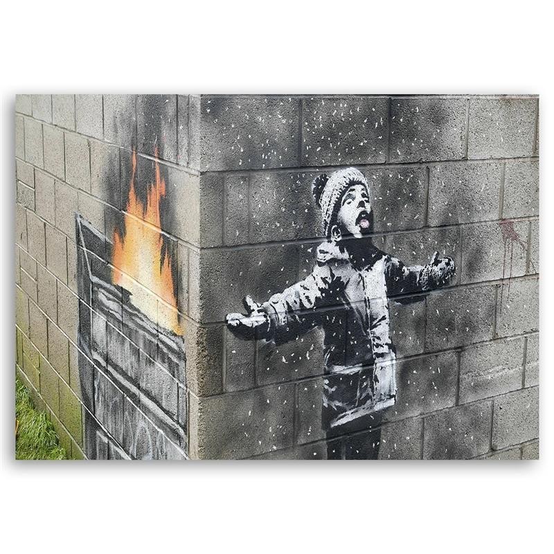 Leinwandbild - Port Talbot Junge Banksy-Wandbild | Feeby