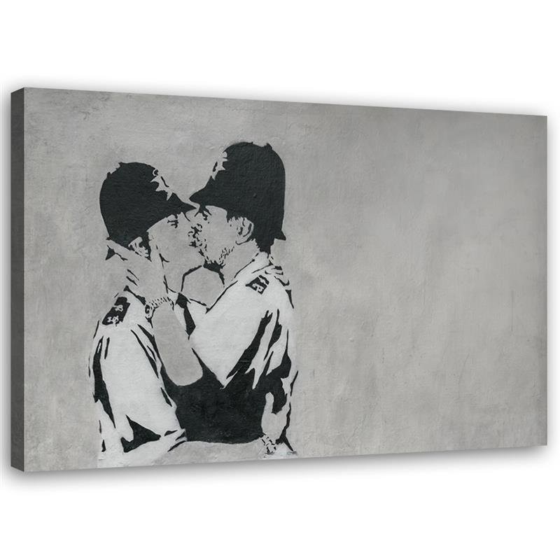 Obraz nowoczesny do pokoju - Całujący się policjanci mural Banksy