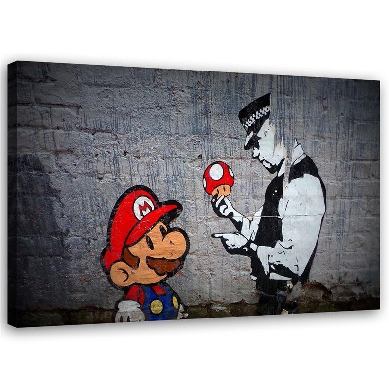 Banksy obrazy na ścianę - Policjant i Super Mario