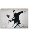 Obraz czarno biały - Banksy Chuligan rzucający bukietem kwiatów | FEEBY