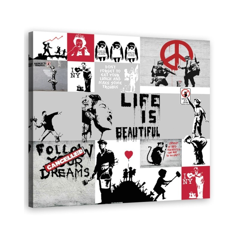 Leinwandbild - Banksy Composition Graffiti | Feeby