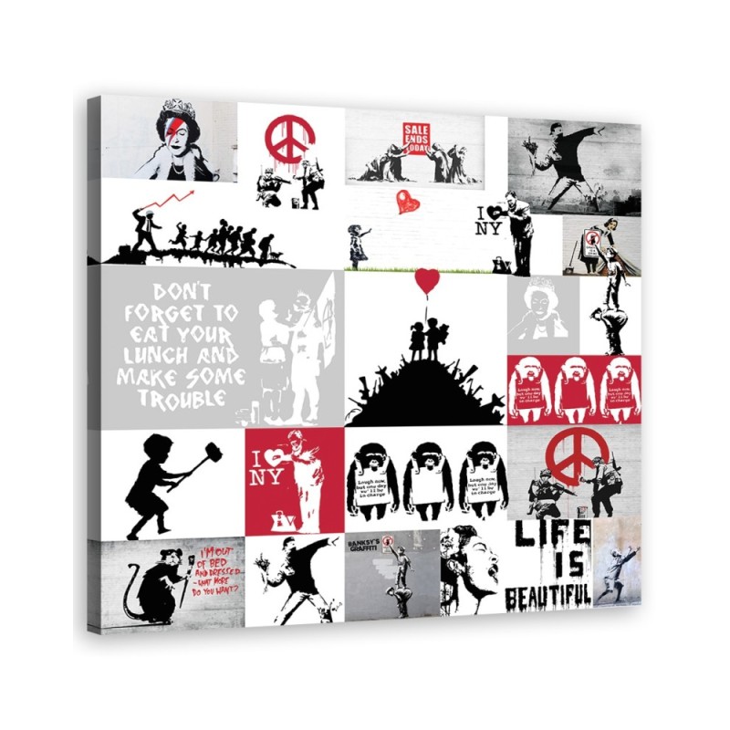 Bild auf Leinwand - Banksy Street Art Graffiti Collage | Feeby