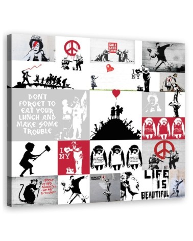 Bild auf Leinwand - Banksy Street Art Graffiti Collage | Feeby