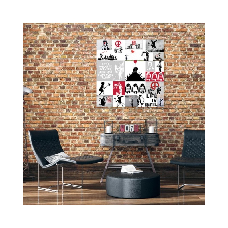 Bild auf Leinwand - Banksy Street Art Graffiti Collage | Feeby