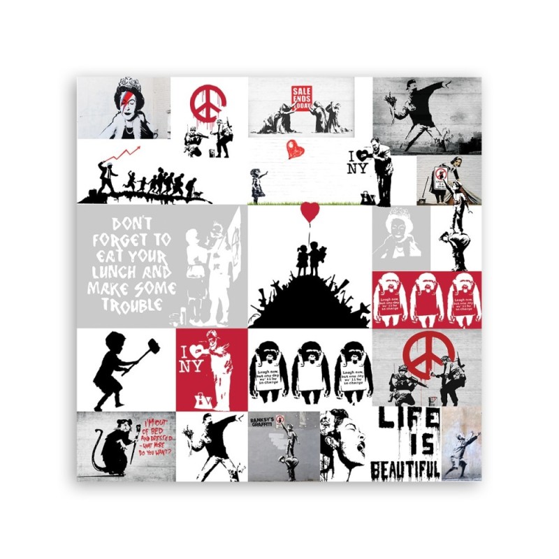 Bild auf Leinwand - Banksy Street Art Graffiti Collage | Feeby