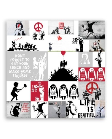 Bild auf Leinwand - Banksy Street Art Graffiti Collage | Feeby