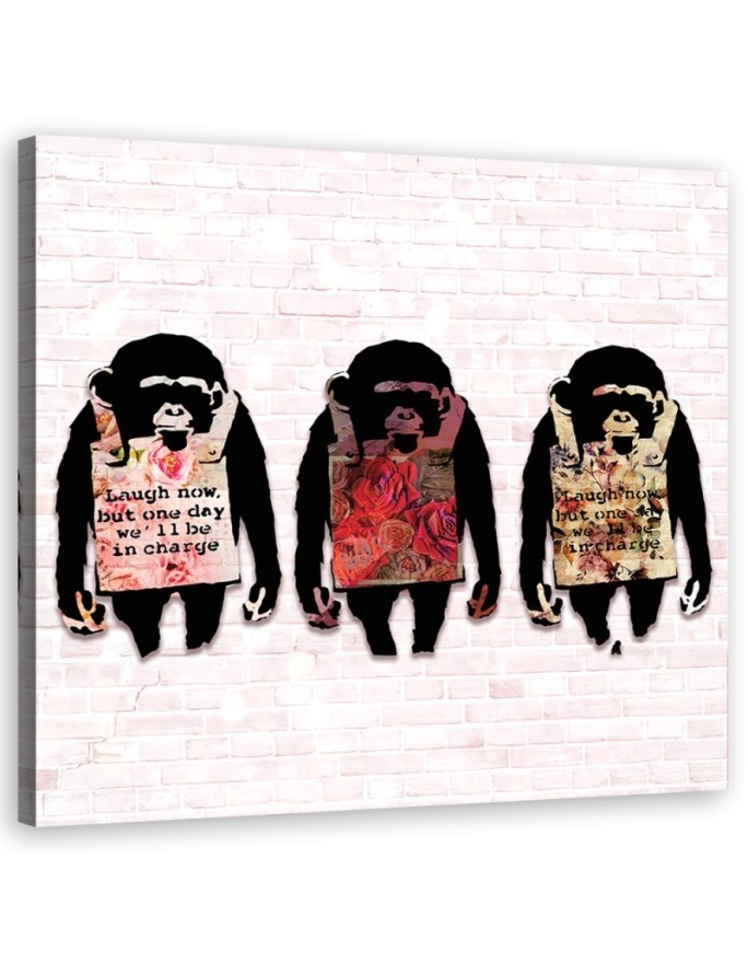 Wandbild für Wohnzimmer - Banksy lachen die Affen | Feeby