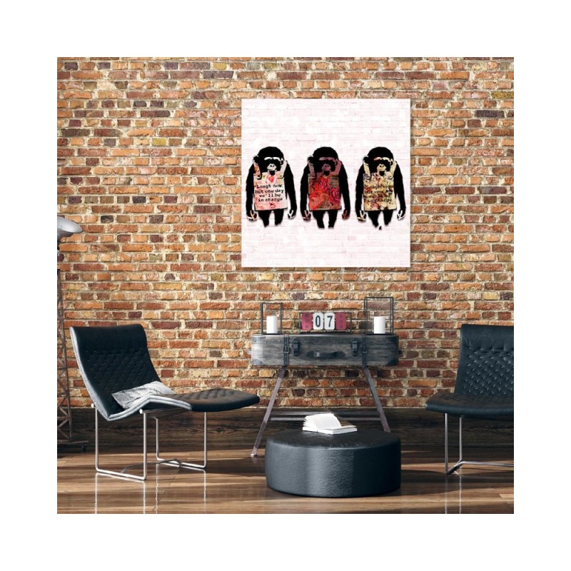 Wandbild für Wohnzimmer - Banksy lachen die Affen | Feeby