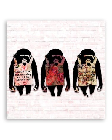 Wandbild für Wohnzimmer - Banksy lachen die Affen | Feeby