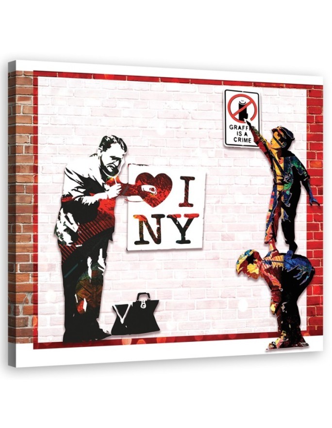 Dekoratives Leinwandbild - Banksy und Love New York | Feeby