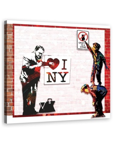 Dekoratives Leinwandbild - Banksy und Love New York | Feeby