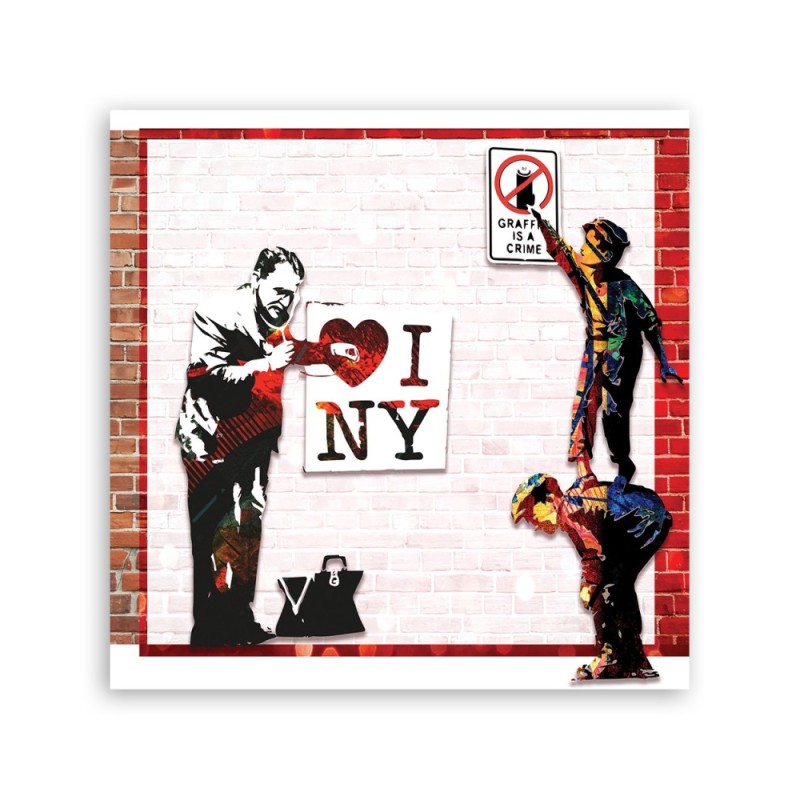 Dekoratives Leinwandbild - Banksy und Love New York | Feeby