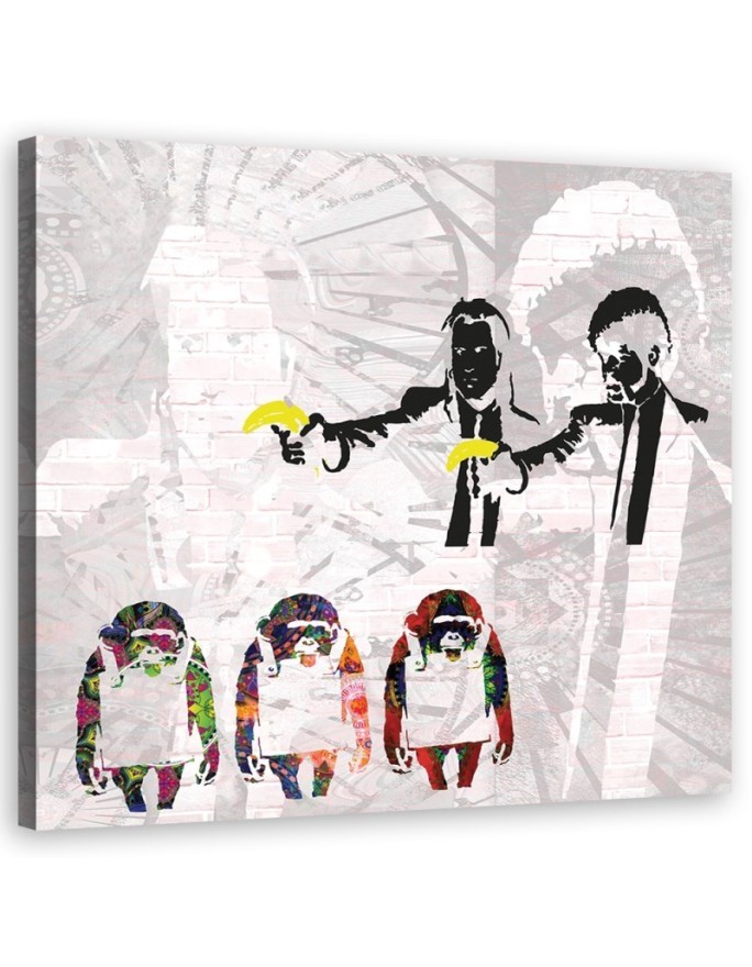 Leinwanddruck - Banksy Pulp Fiction und Affen | Feeby