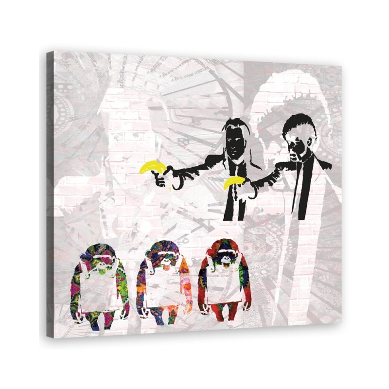 Leinwanddruck - Banksy Pulp Fiction und Affen | Feeby