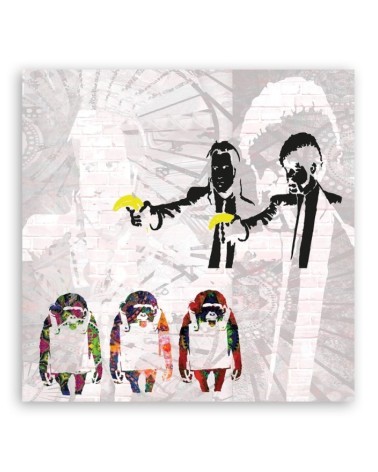 Leinwanddruck - Banksy Pulp Fiction und Affen | Feeby