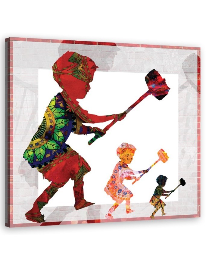 Leinwandbild modern - Banksy Boy mit einem Hammer | Feeby