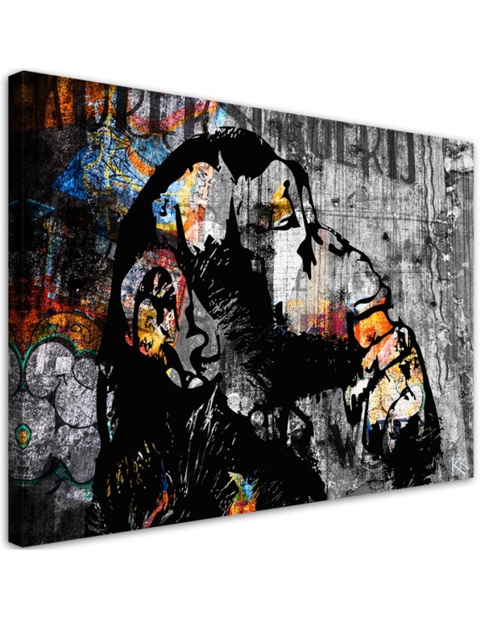 Obraz młodzieżowy - Street art Banksy DJ małpa abstrakcja