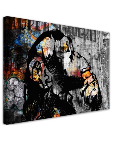 Canvas prints for a teenager's room - Street art Banksy DJ monkey abstract | FEEBY