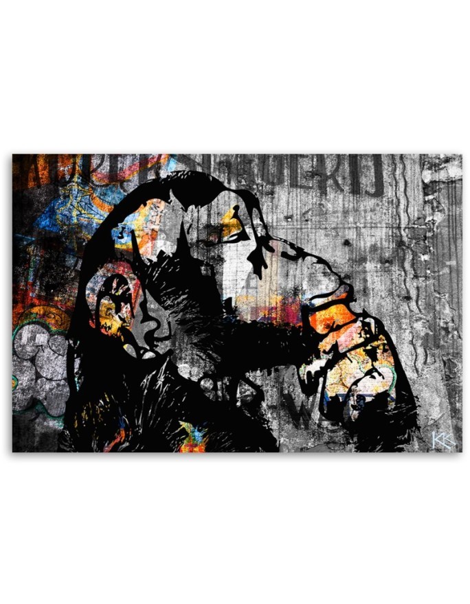 Obraz młodzieżowy - Street art Banksy DJ małpa abstrakcja