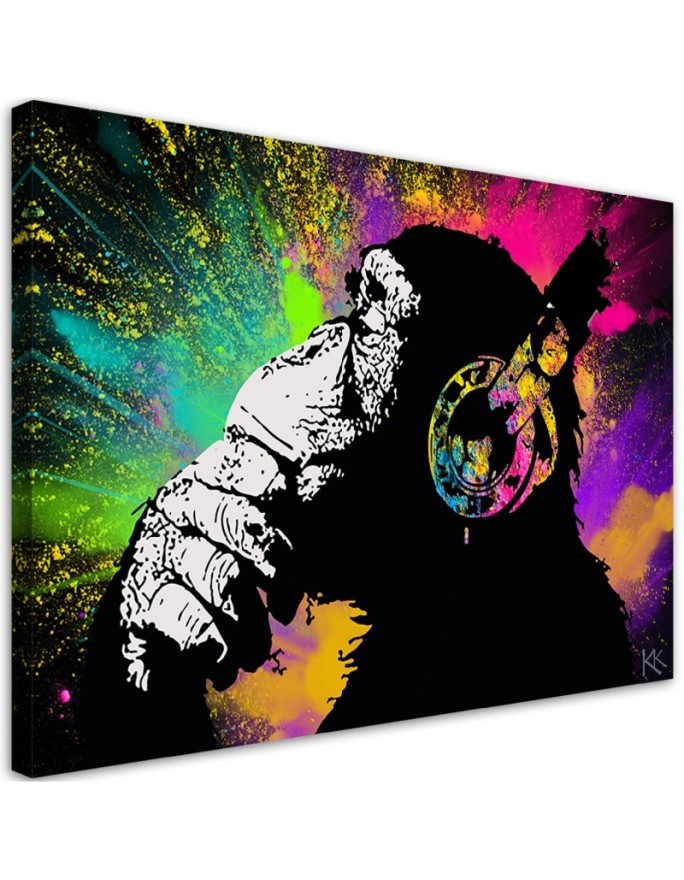 Obraz nowoczesny do pokoju nastolatka - Banksy kolorowa małpa | FEEBY