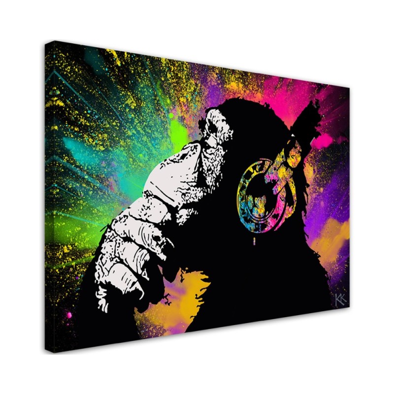Modern painting for teenager's room - Banksy colourful monkey | FEEBY