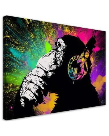 Modern painting for teenager's room - Banksy colourful monkey | FEEBY