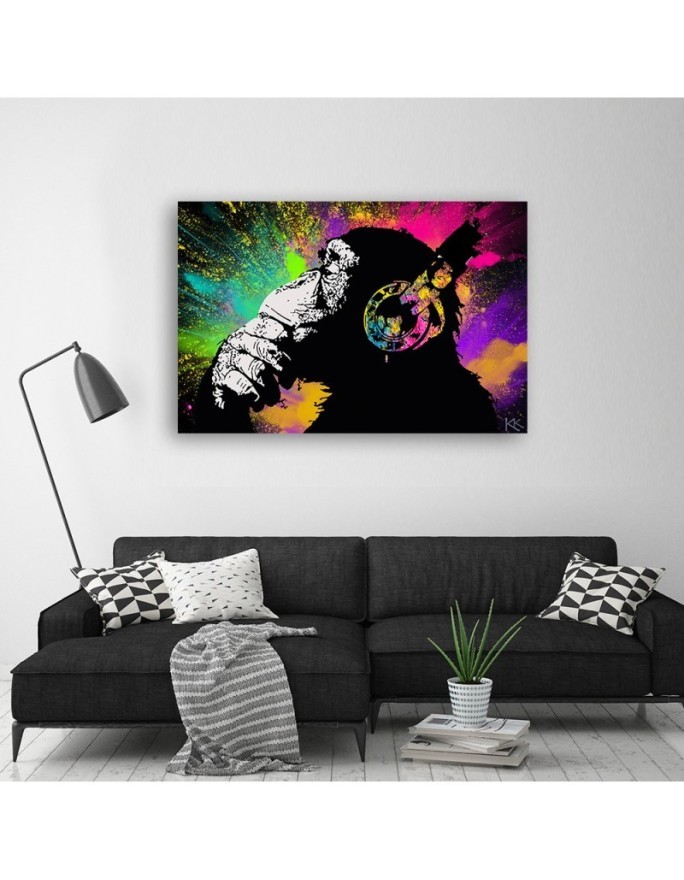 Obraz nowoczesny do pokoju nastolatka - Banksy kolorowa małpa | FEEBY