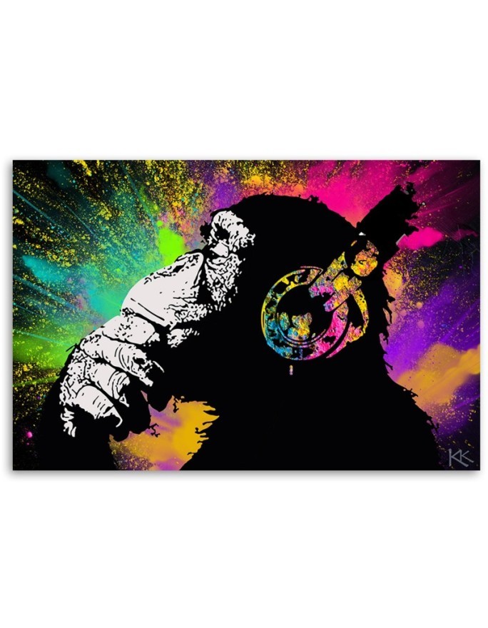 Obraz nowoczesny do pokoju nastolatka - Banksy kolorowa małpa | FEEBY
