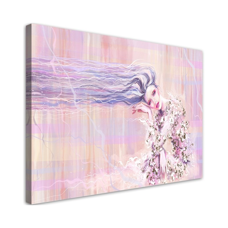 Bild auf Leinwand - Eine Frau mit langen Haaren | Feeby